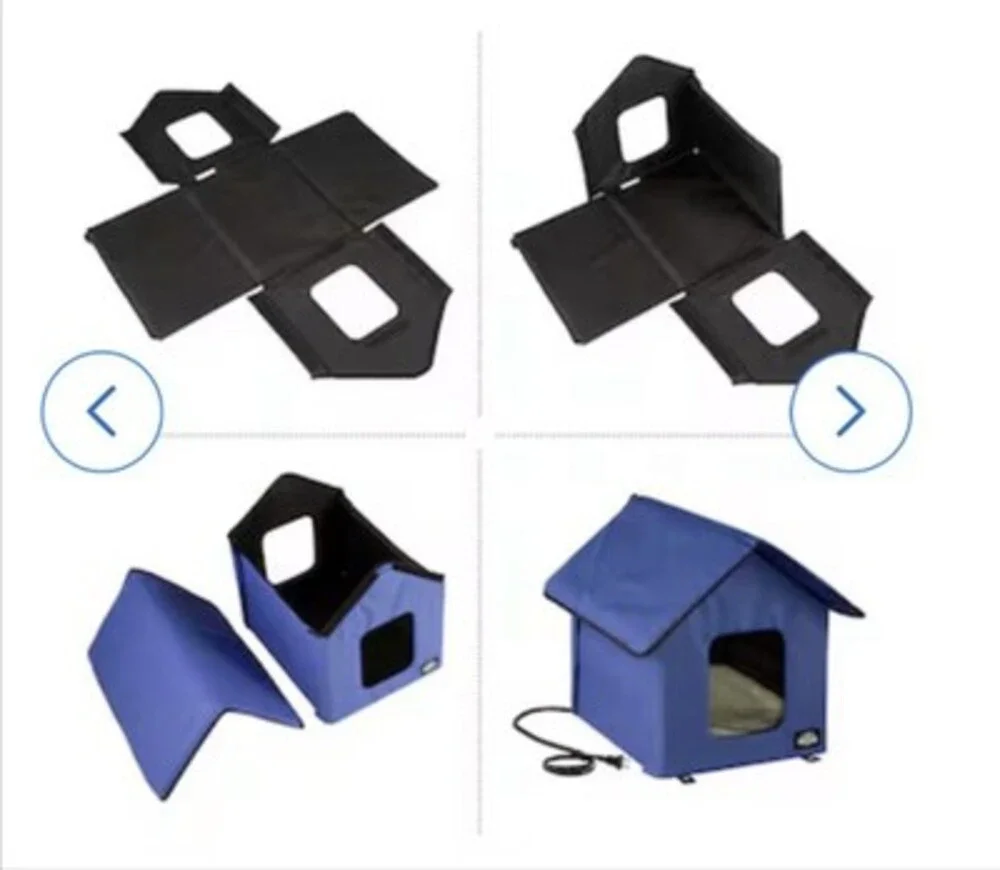 Outdoor Heated Cat House Winter Insulated Pet Shelter Blue